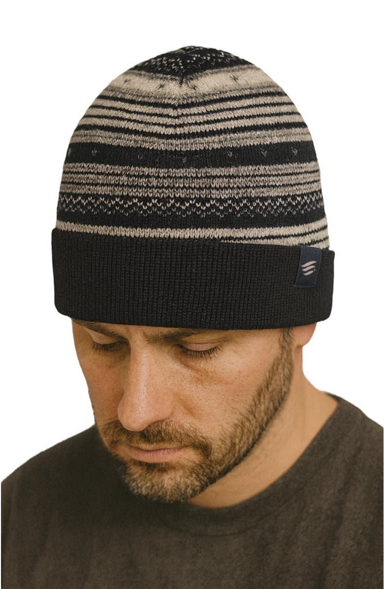 United By Blue Merino Wool Modern Fair Isle Knit Beanie, Alternate, color, Black