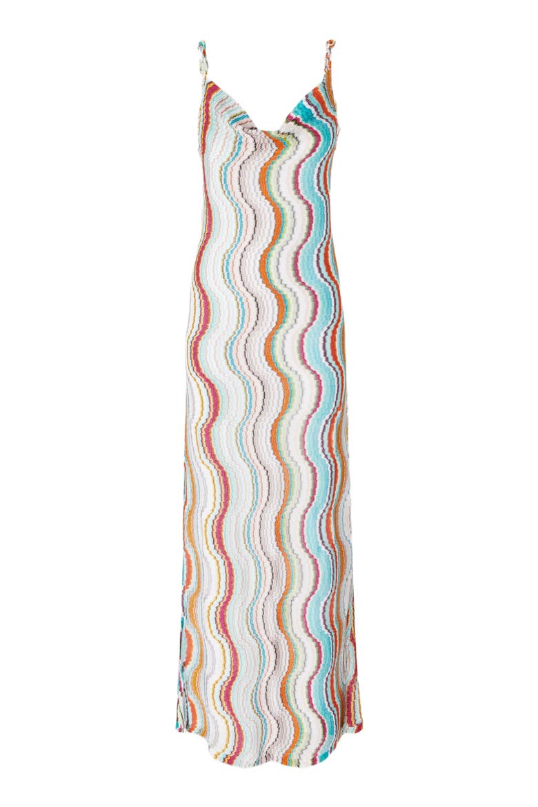 Long Cover-up Dress With Lamé Wave Motif, Alternate, color, Multicoloured