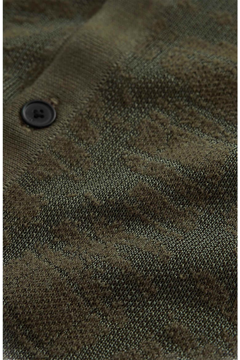 Cayden Jacquard Short Sleeve Full Button Cardigan, Alternate, color, TEAKWOOD