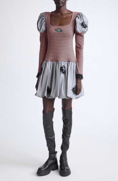 Pitch Jersey Mixed Media Dress