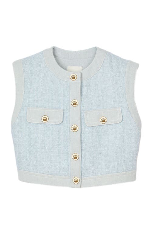 Sandro Decorative Tweed Jacket In Sky Blue