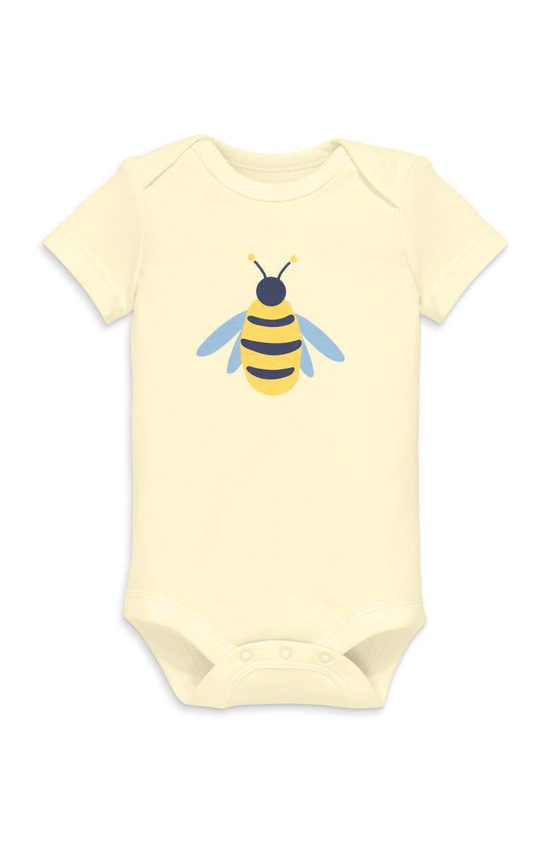 Primary Organic Short Sleeve Bumblebee Babysuit, Main, color,