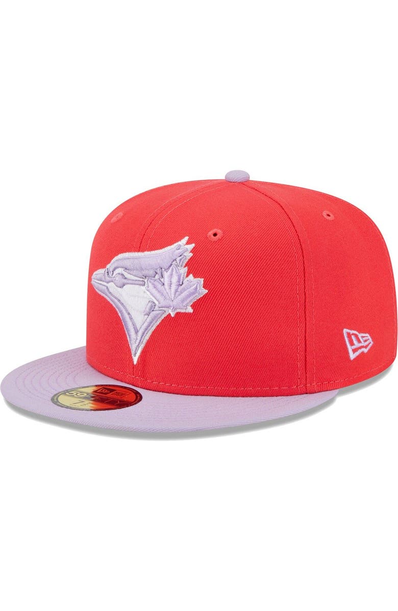 New Era Men's New Era Red/Lavender Toronto Blue Jays Spring Color Two-Tone 59FIFTY Fitted Hat, Main, color, 