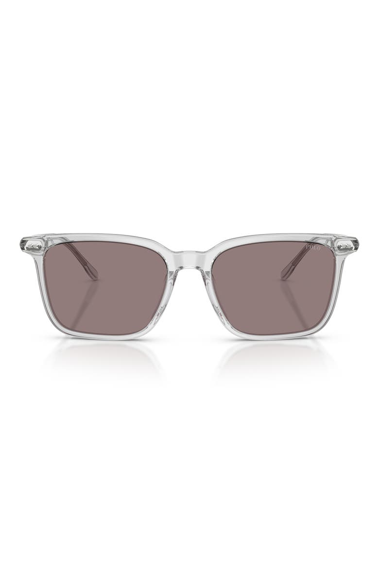 56mm Square Sunglasses, Main, color, TRANSPARENT GREY / PURPLE
