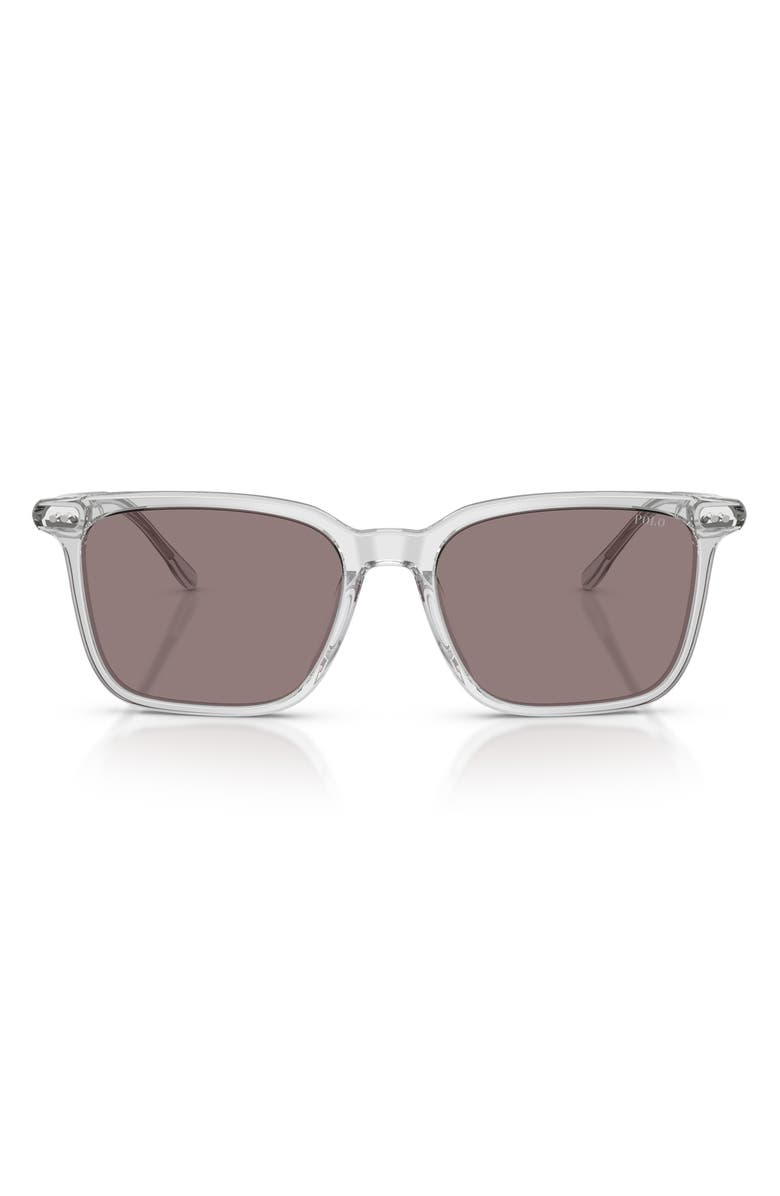 Polo Ralph Lauren 56mm Square Sunglasses, Main, color, Transparent Grey / Purple