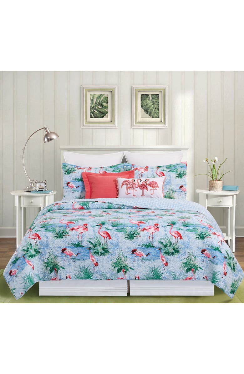 C&F Home Paradise Coast Flamingo Cotton Quilt Set  - Reversible and Machine Washable, Alternate, color, Blue