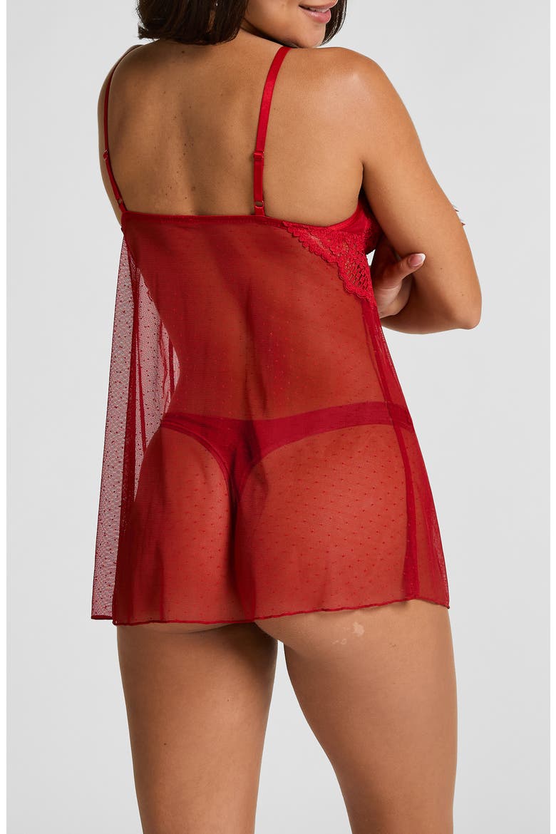 Whitney Lace & Mesh Chemise, Alternate, color, CHILI PEPPER