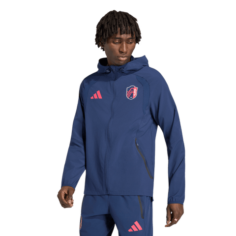 Men's adidas  Navy St. Louis CITY SC Tiro Travel Full-Zip Hooded Windbreaker
