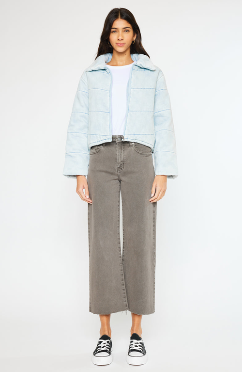 Kancan Luciana Denim Puffer Jacket In Blue