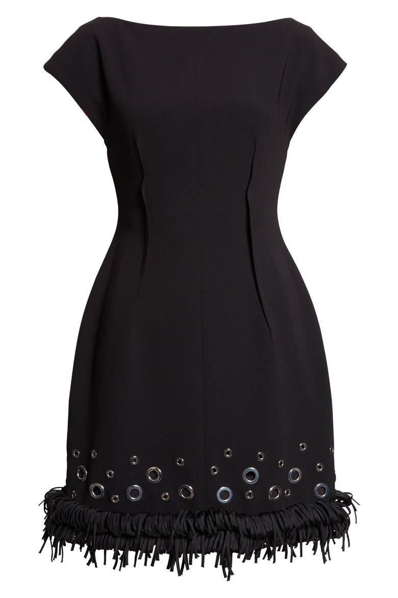Grazziela Grommet Fringe Hem Minidress, Alternate, color, BLACK