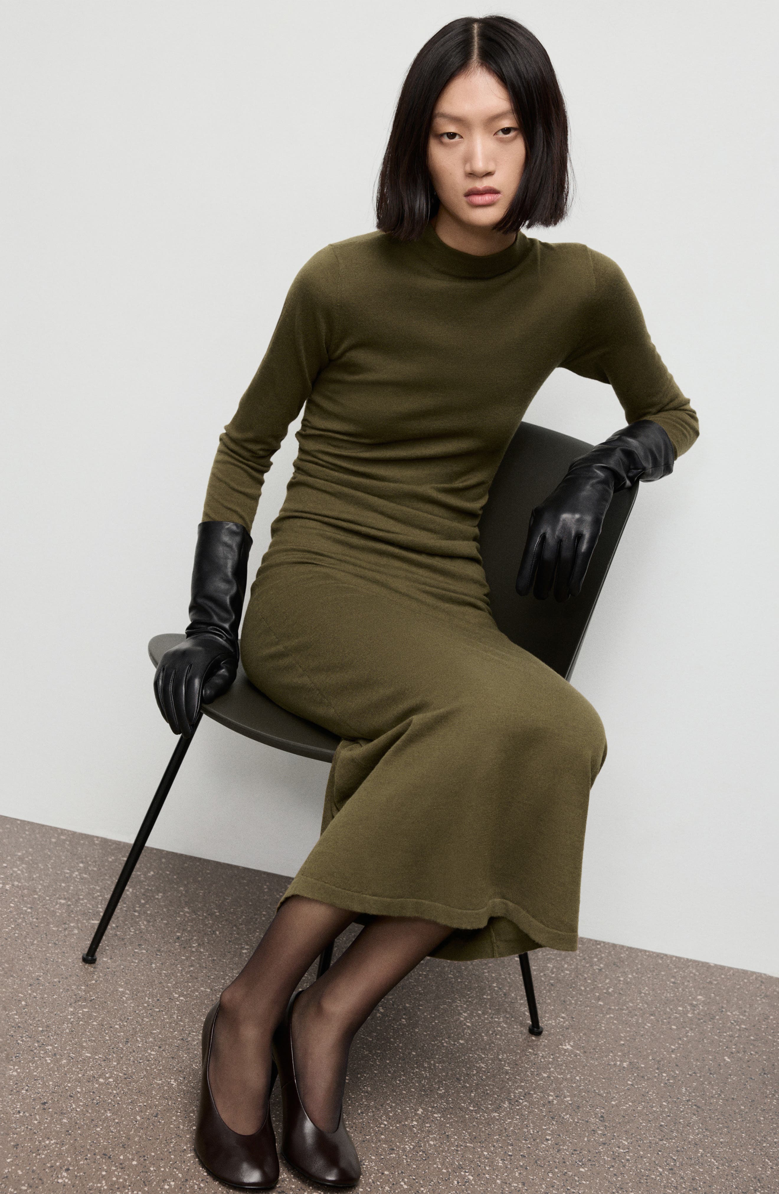 Long Sleeve Mock Neck Knit Dress - image 2