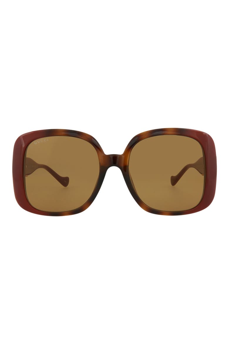 57mm Oversize Sunglasses, Main, color, HAVANA BURGUNDY BROWN
