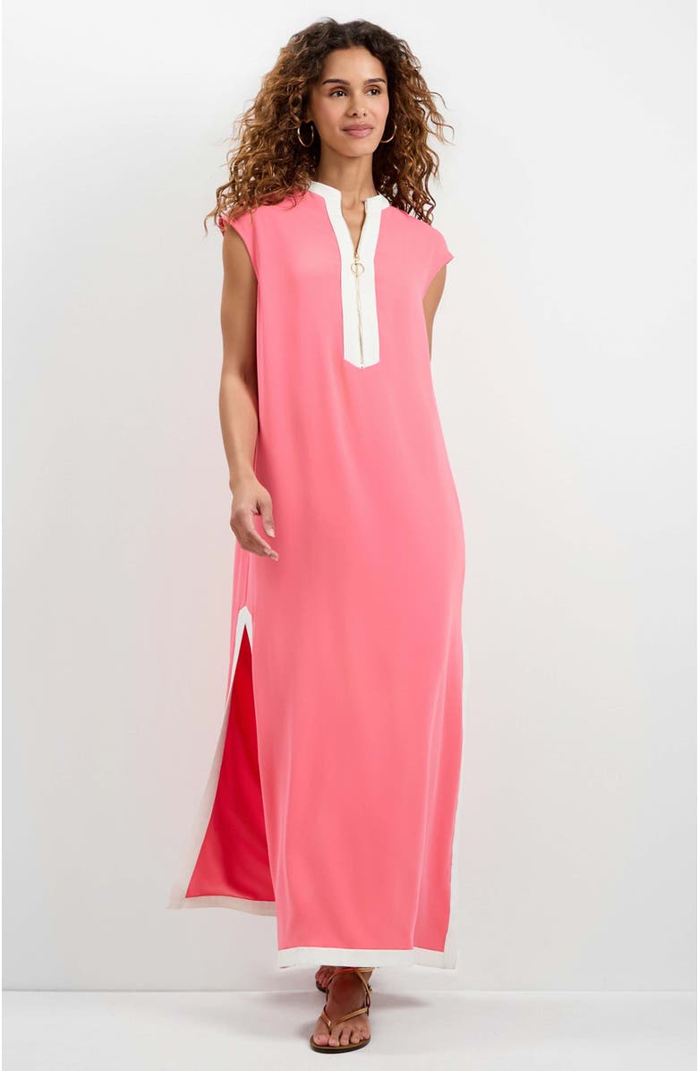 Trina Turk Nuvola Zip-Front Midi Dress, Alternate, color, Corso Coral