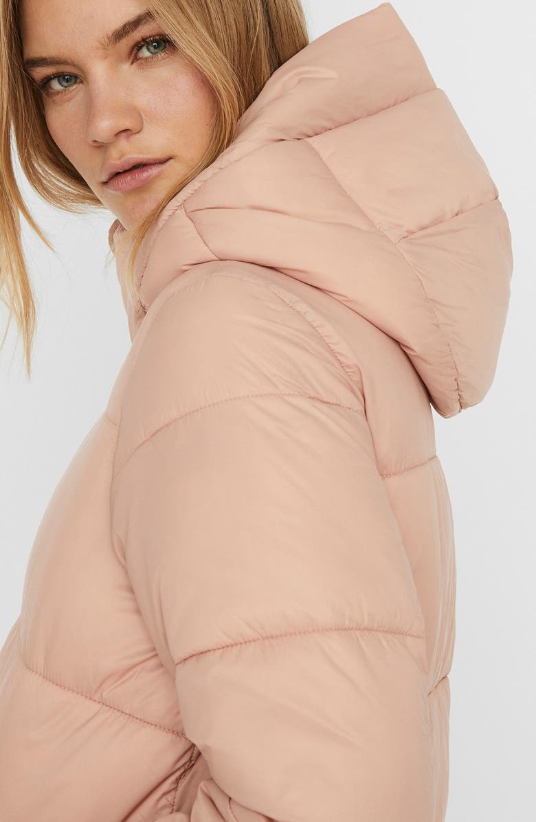 VERO MODA Upsala Hooded Puffer Jacket, Alternate, color, Mahogany Rose