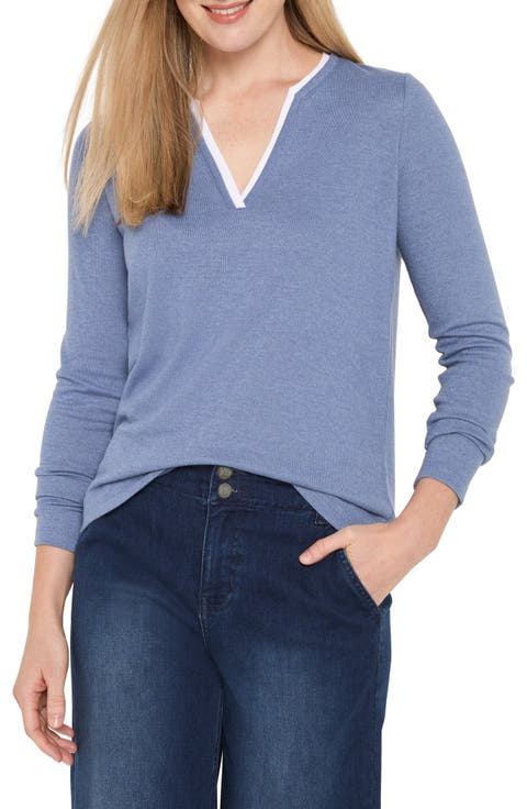Cozy Double Layer Split Neck Top