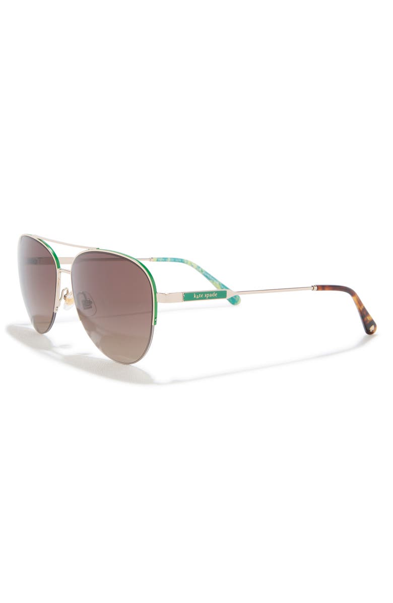 Kate Spade New York Janece 58mm Aviator Sunglasses, Alternate, color, Gold Green