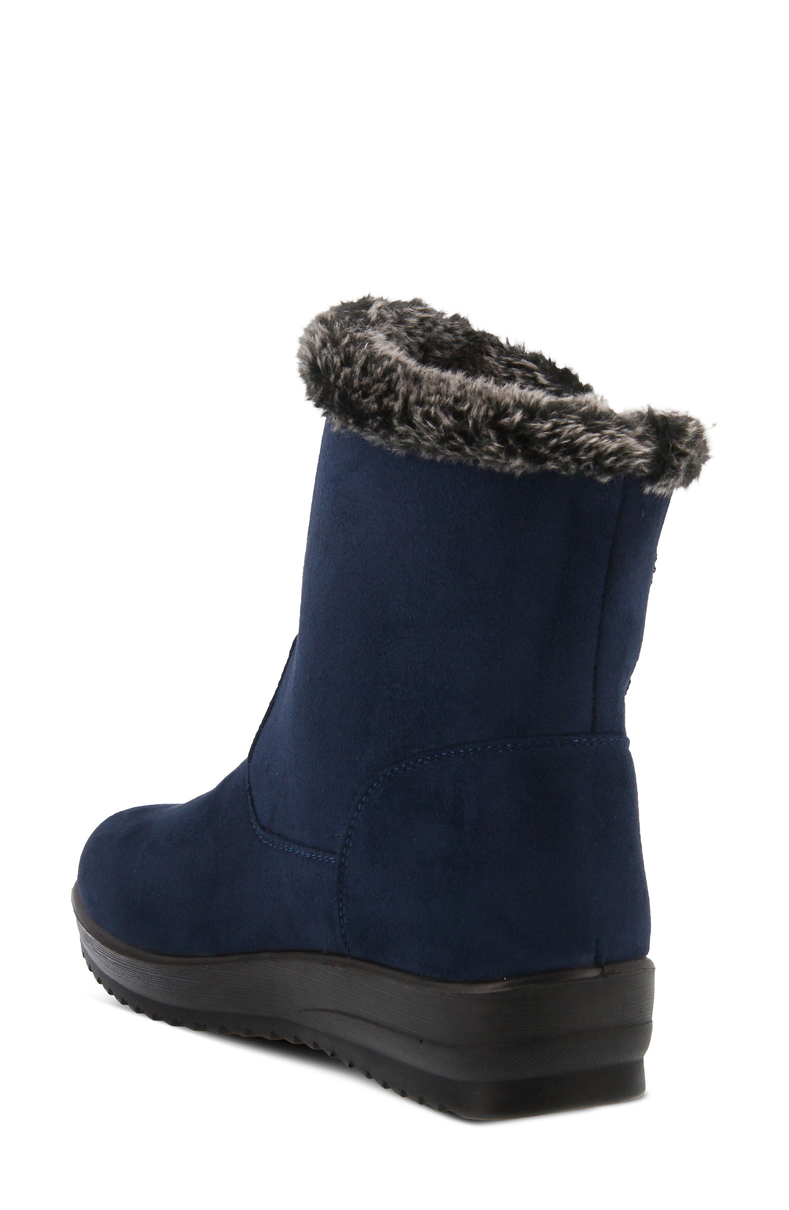 Istra Faux Fur Wedge Boot, Alternate, color, NAVY