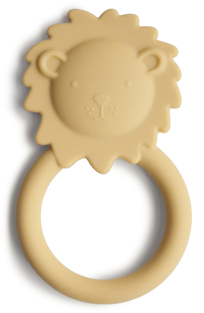 Mushie Lion Silicone Ring Teether, Main, color, 