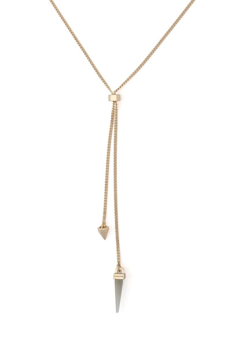 AllSaints Spike Lariat Necklace, Alternate, color, Shiny Gold