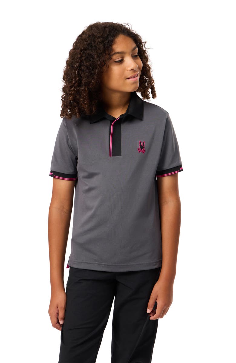 Psycho Bunny Kids' Edmonds Sport Knit Polo, Alternate, color, Blackened Pearl