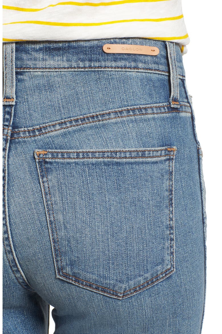 Raw Hem Slim Straight Leg Jeans, Alternate, color, FADED MEDIUM BLUE