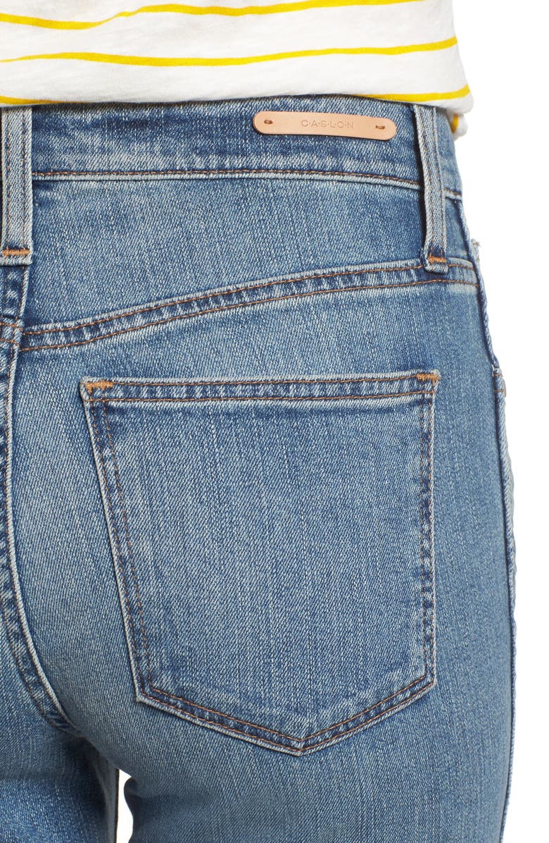 Caslon<sup>®</sup> Raw Hem Slim Straight Leg Jeans, Alternate, color, 