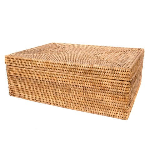 Artifacts Rattan Storage Box with Lid - Flat Legal File Organizer