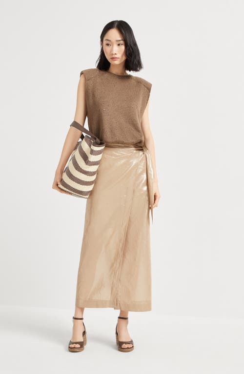 Brunello Cucinelli Coated Cotton Wrap Skirt In Pattern