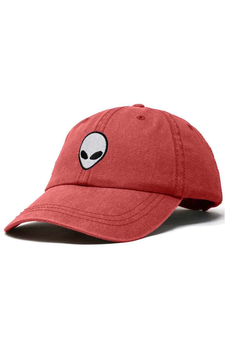 Alien Embroidered Classic Dad Cap, Alternate, color, Washed Red