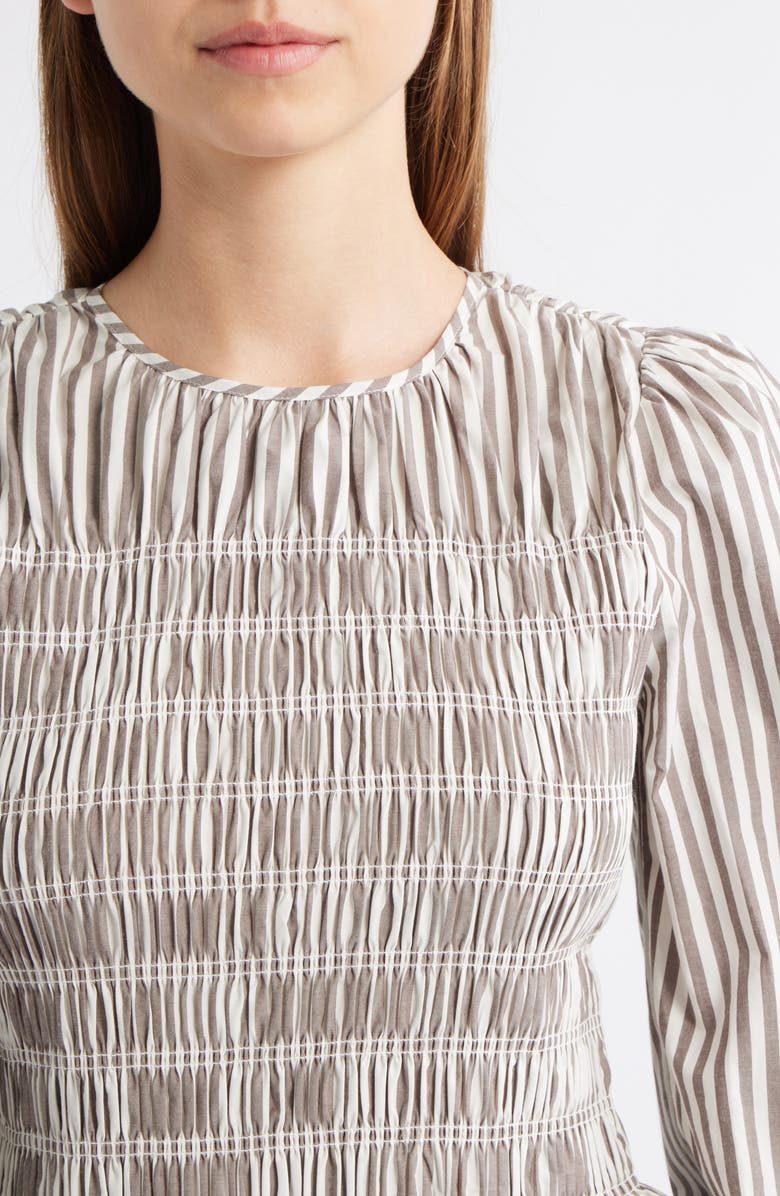 Rails Tabi Smocked Peplum Top, Alternate, color, Espresso Ivory Stripe