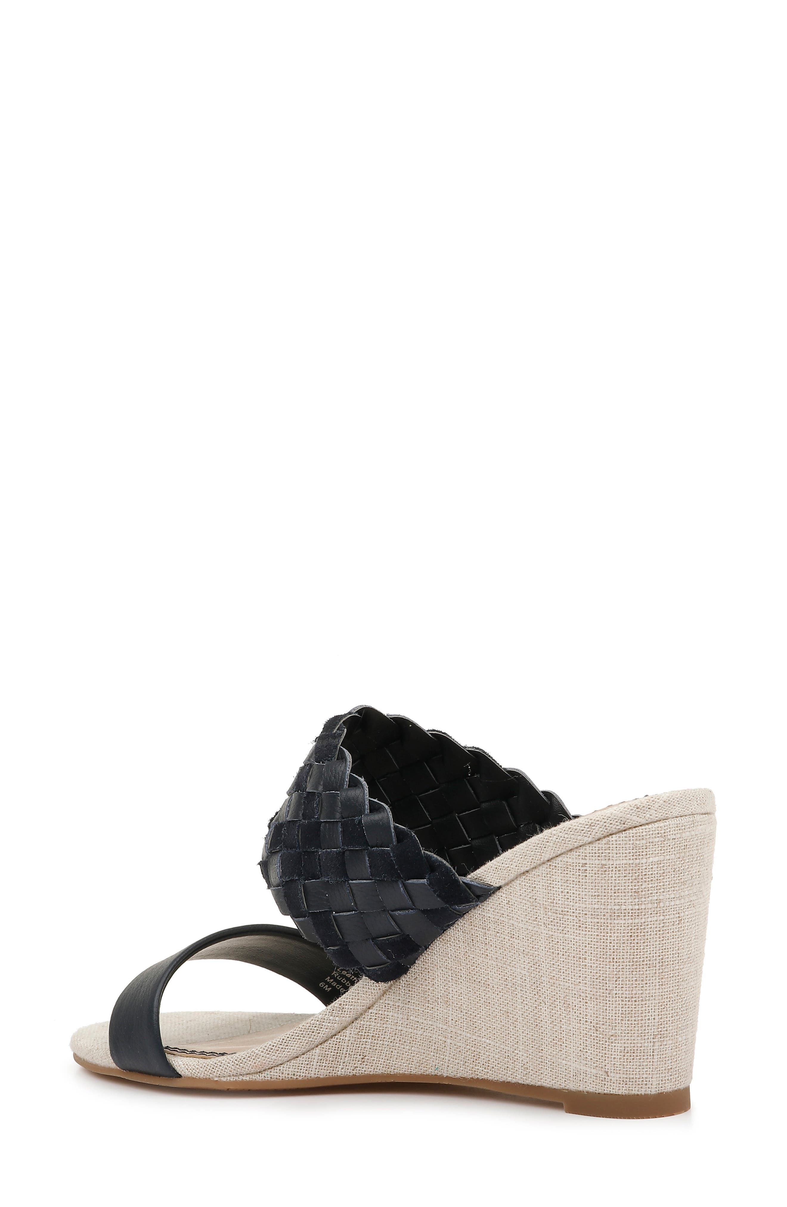 Maggie Wedge Slide Sandal, Alternate, color, NAVY LEATHER