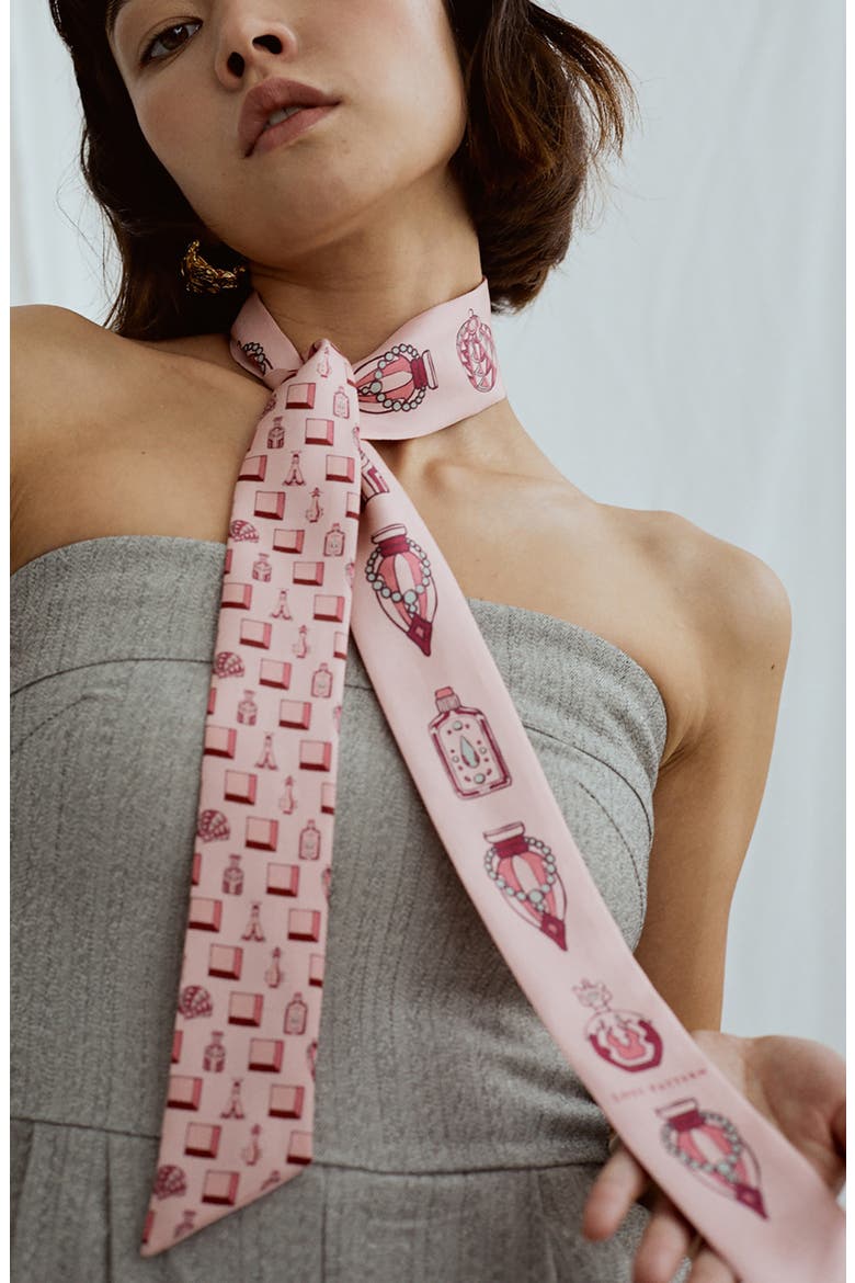 Amora Skinny Silk Scarf, Main, color, BLUSH