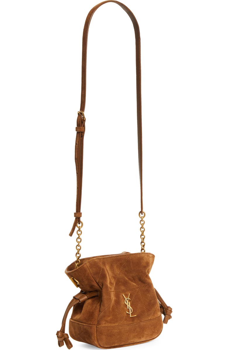 Saint Laurent Mini Jamie Suede Shoulder Bag, Alternate, color, Caramel Cognac