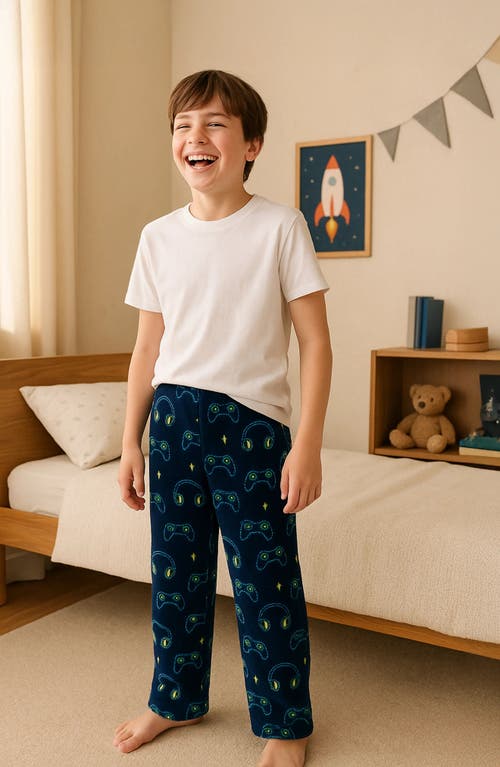 Preppy Goose Plush Gaming Loungewear Pant In Blue