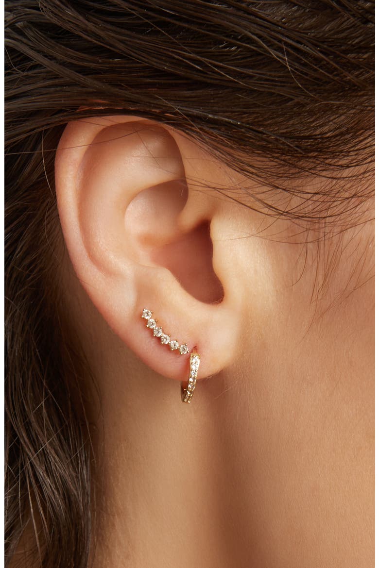 Lab Grown Sapphire Climber Flatback Earring, Alternate, color, Yellow Gold Vermeil