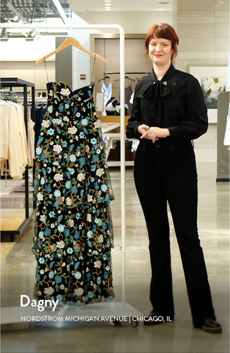 Layana Floral Embroidery Strapless Gown, sales video thumbnail