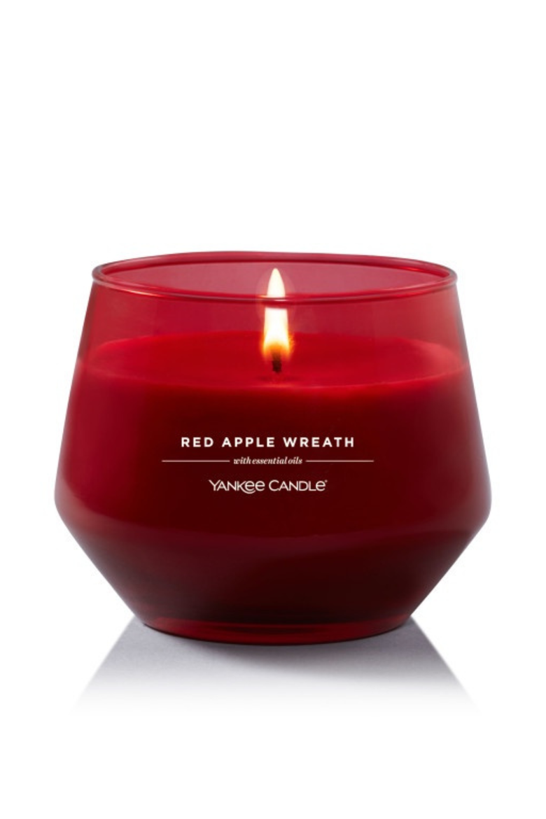 Red Apple Wreath Studio Candle with Essential Oils, Set of 2, Alternate, color, Red
