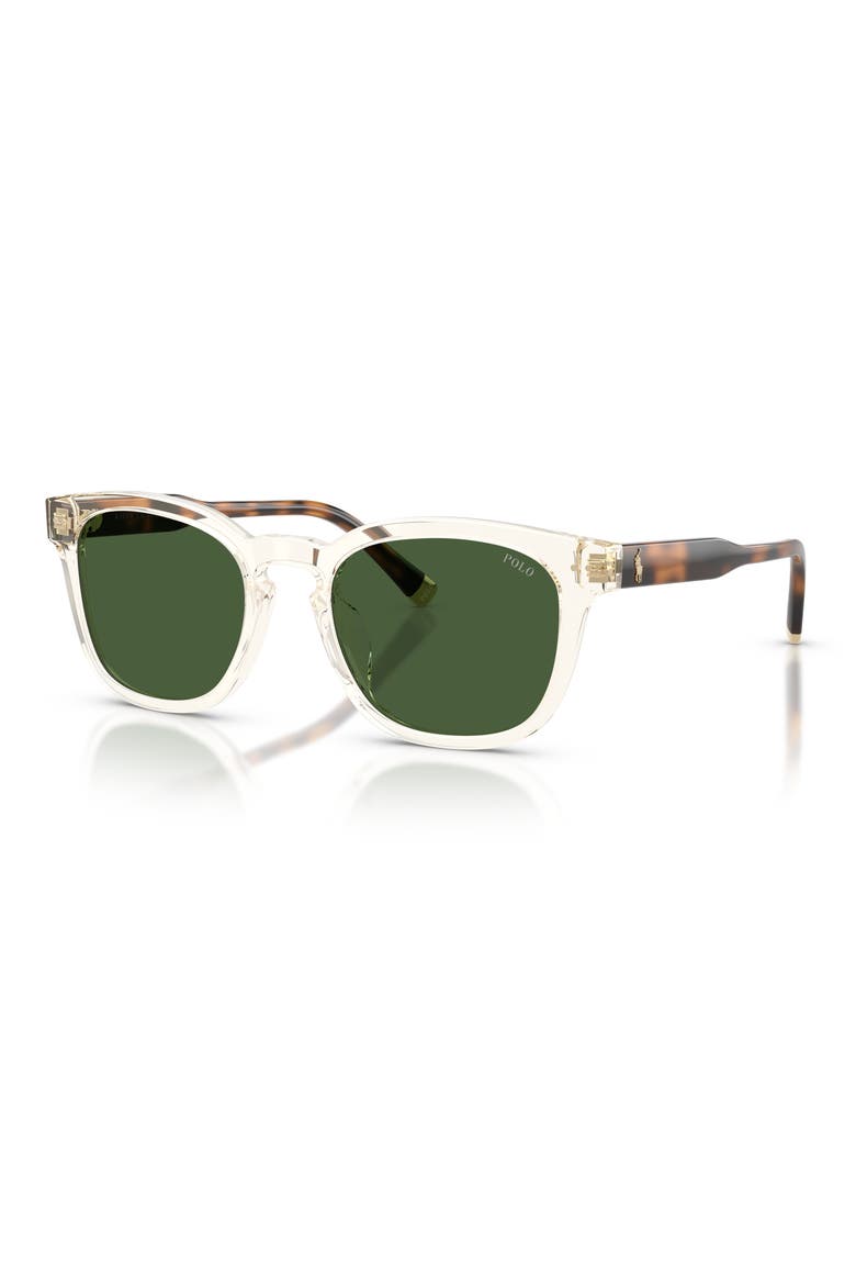 52mm Square Sunglasses, Alternate, color, TRANSPARENT YELLOW / GREEN
