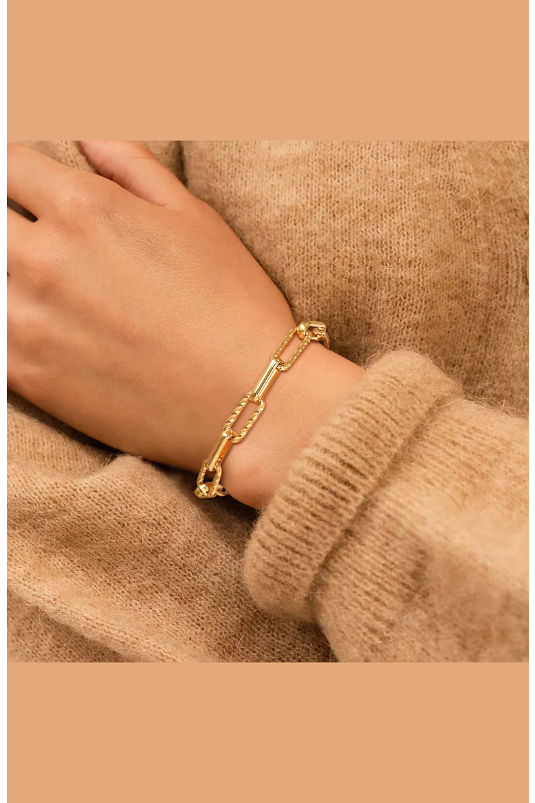 Sienna Adjustable Paperclip Chain Stackable Bracelet, Alternate, color, Gold