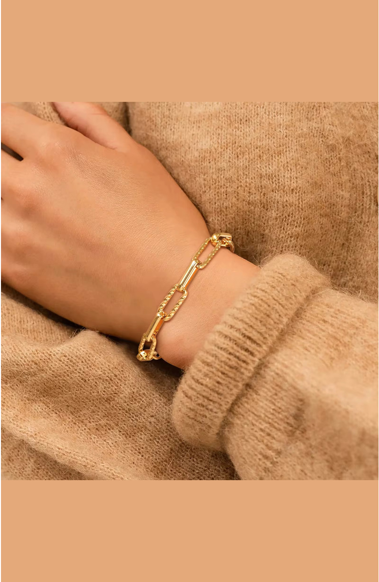 Hollywood Sensation Sienna Adjustable Paperclip Chain Stackable Bracelet, Alternate, color, Gold