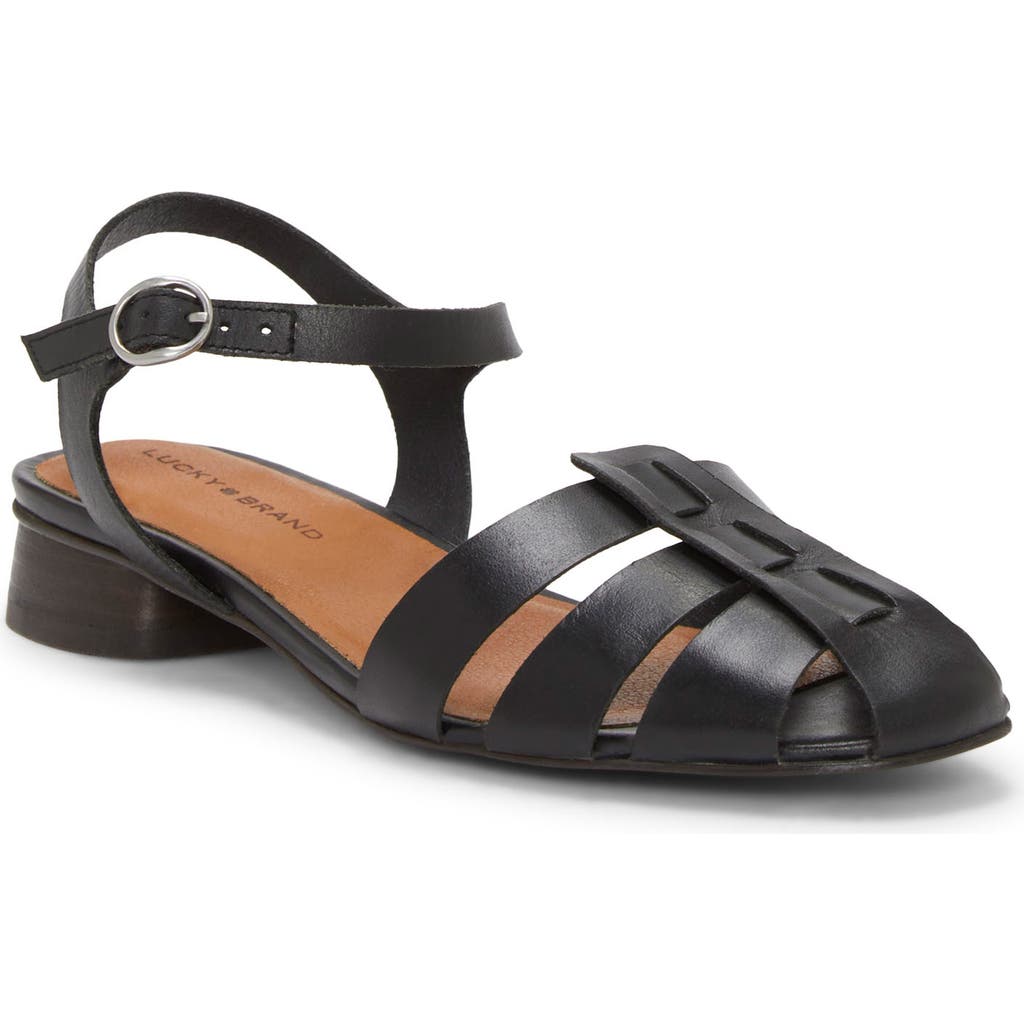 Shop Lucky Brand Zilma Ankle Strap Fishmerman Sandal In Black