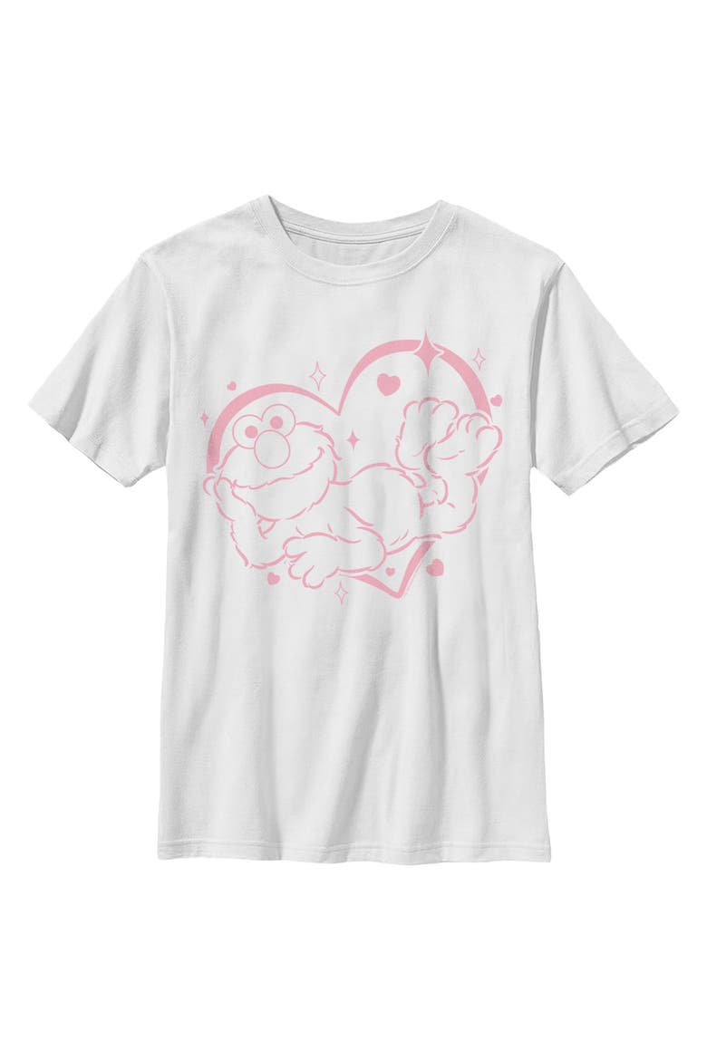 Boys Sesame Street Heart Framed Elmo T Shirt, Main, color, White