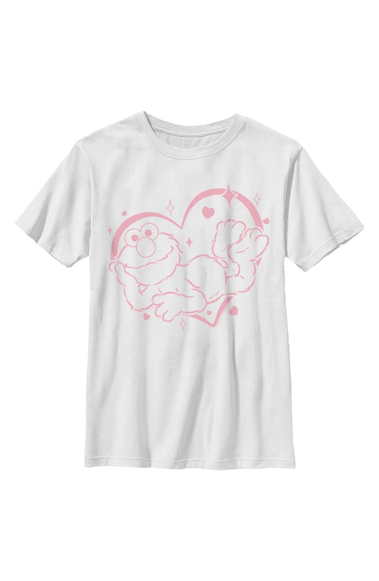 Sesame Street<sup>®</sup> Boy's Sesame Street Heart Framed Elmo Graphic T-Shirt, Main, color, White
