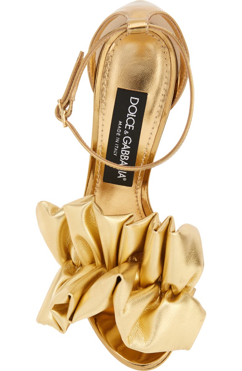 Dolce&Gabbana Scrunchie Strap Metallic Sandal, Alternate, color,
