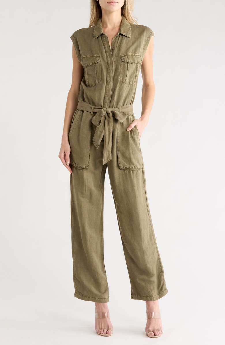 Young, Fabulous & Broke Cuba Belted Linen Blend Jumpsuit, Main, color, Uniform Pigment