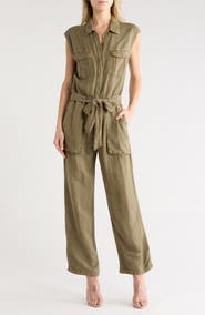 Young, Fabulous & Broke Cuba Belted Linen Blend Jumpsuit