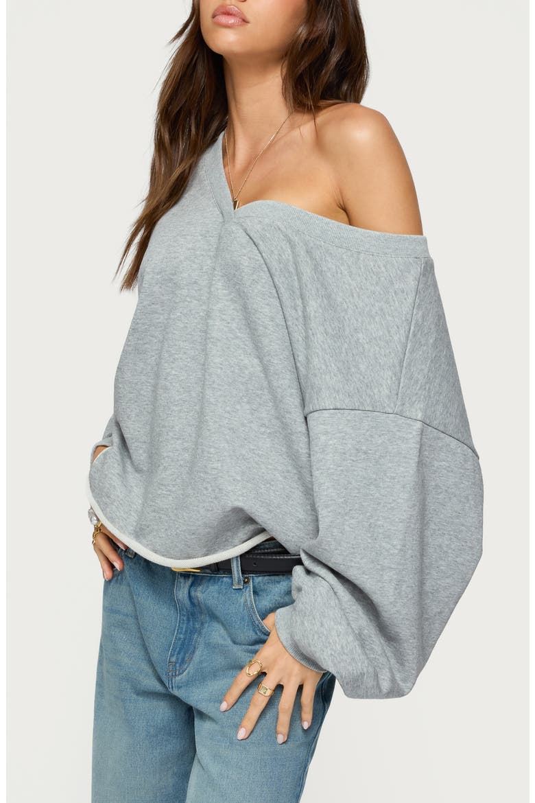 Winfred Oversize One-Shoulder Sweatshirt, Alternate, color, GRAY-MELANGE