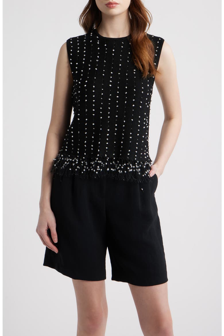 James Fringe Hem Sweater Tank, Main, color, BLACK