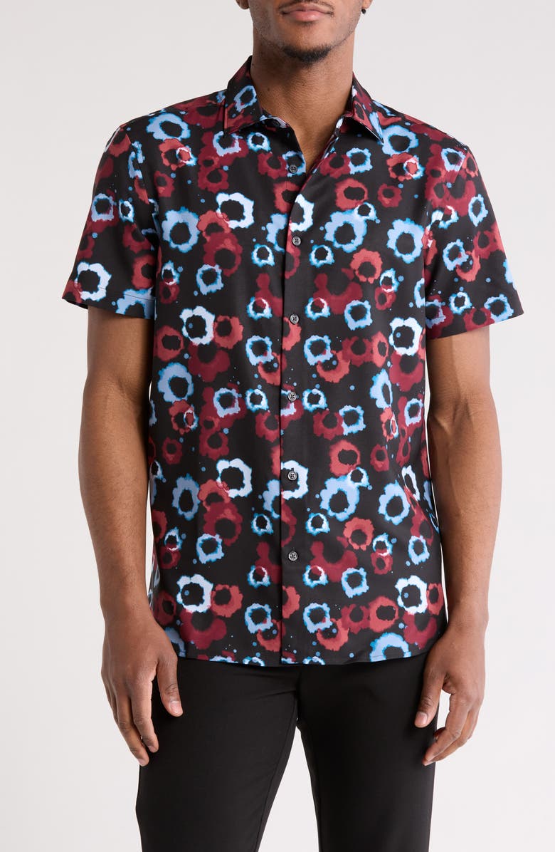 Perry Ellis Patterned Short Sleeve Button-Up Shirt, Main, color, 