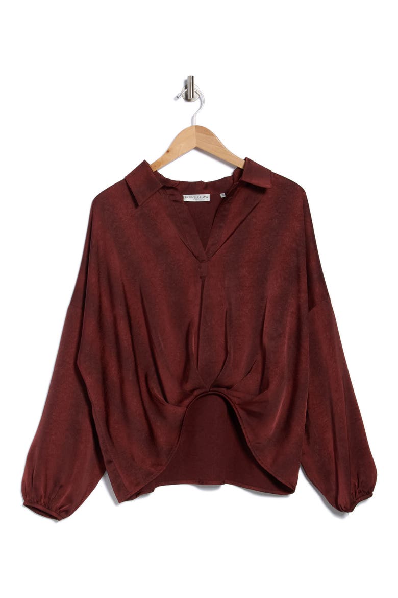 Untuck Johnny Collar Long Sleeve Top, Alternate, color, BURGUNDY